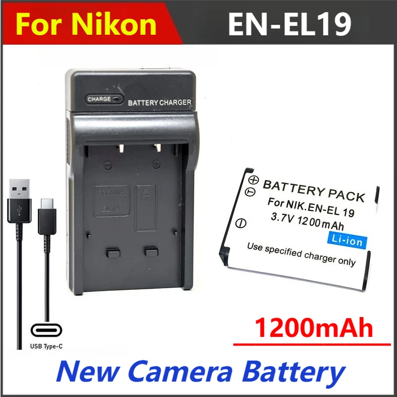 

1200mAh EN-EL19 ENEL19 EN EL19 Battery Charger For Nikon S3100 S3200 S3300 S3400 S3500 S3600 S2500 S2600 S2700 S2750 S4100 S4150