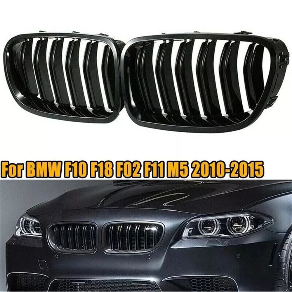 Auto Rene Anteriore Sport Griglia Per BMW Serie 5 F10 F11 F18 520d 530d 540i 2010-2017 1 Coppia Nero Lucido Doppia Alghe Racing Grill