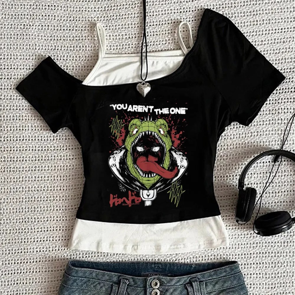 Dorohedoro cropped top ladies scene  gothic goth funny manga t shirt grunge gyaru cutecore vintage summer