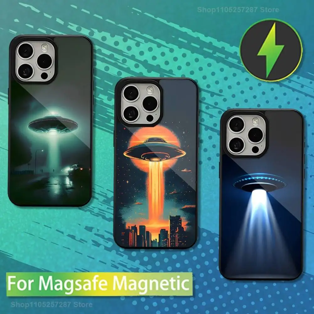 

Funny Space UFO Thing For iPhone 16,14,13,15,11,12,17,Plus,Mini, Pro,For Magsafe,Max,Magnetic Wireless Charging Case
