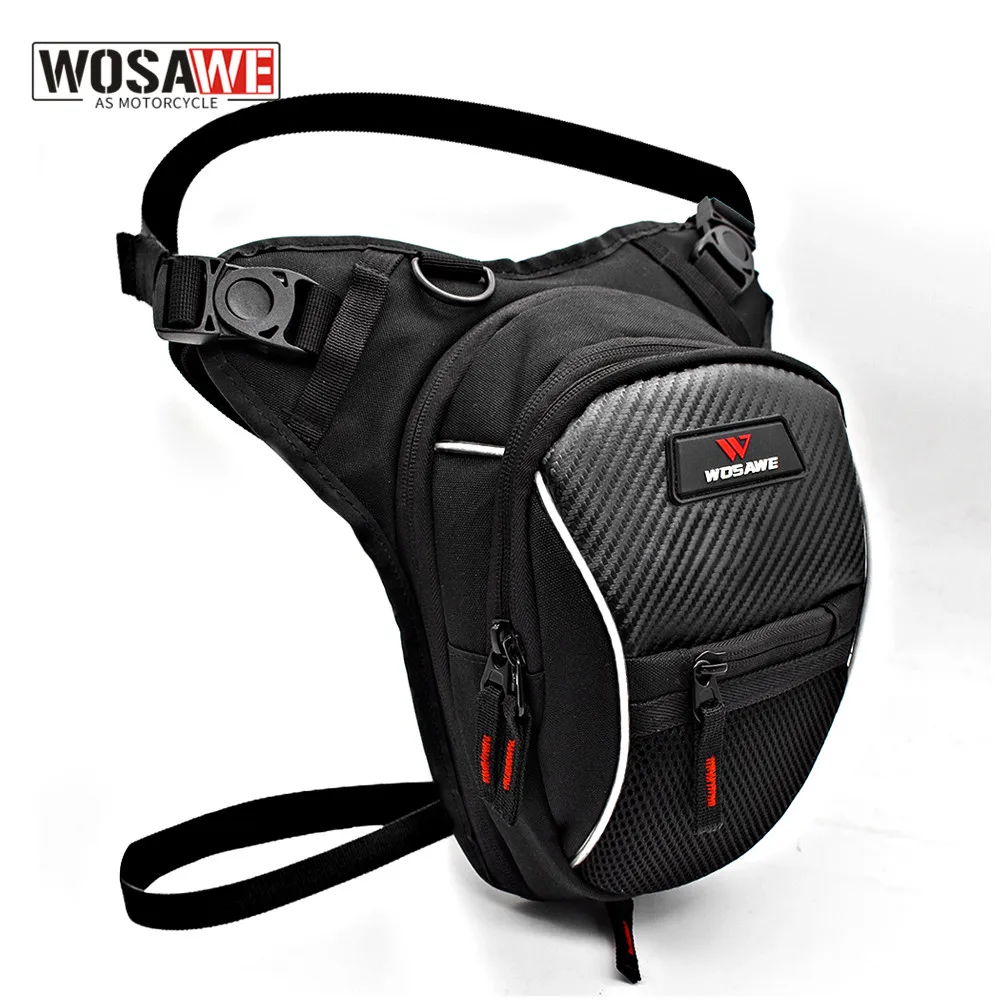 WOSAWE-Motocicleta Drop Leg Bag, Multifunções Viagem Sobrevivência Mochila, Fanny Pack impermeável, Bolsa de telefone celular, Saco de armazenamento