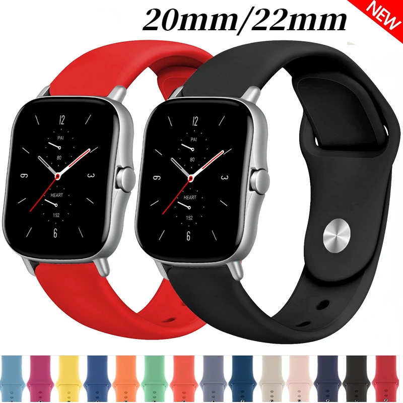 

20mm/22mm Silicone Strap for Amazfit GTS 4/GTR/Balance 2/Active 2 Huawei GT6/5/4 Sports Bracelet Wristband Amazfit Bip 6-5 Belt