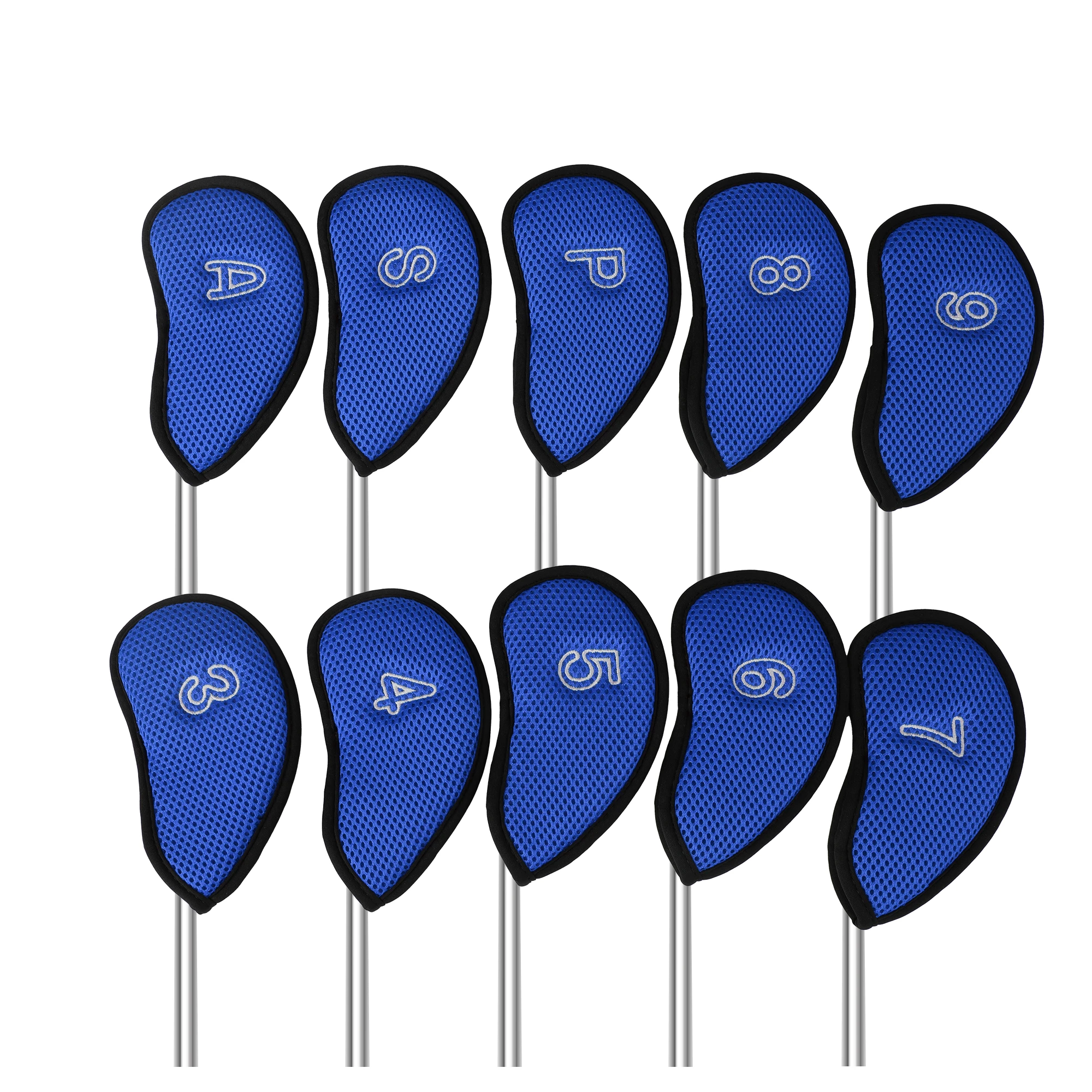 10 Pieces / Set. Golf Iron Head Covers. Made  breathable and moisture-proof mesh fabric, Universally fits various sizes of club view 2
