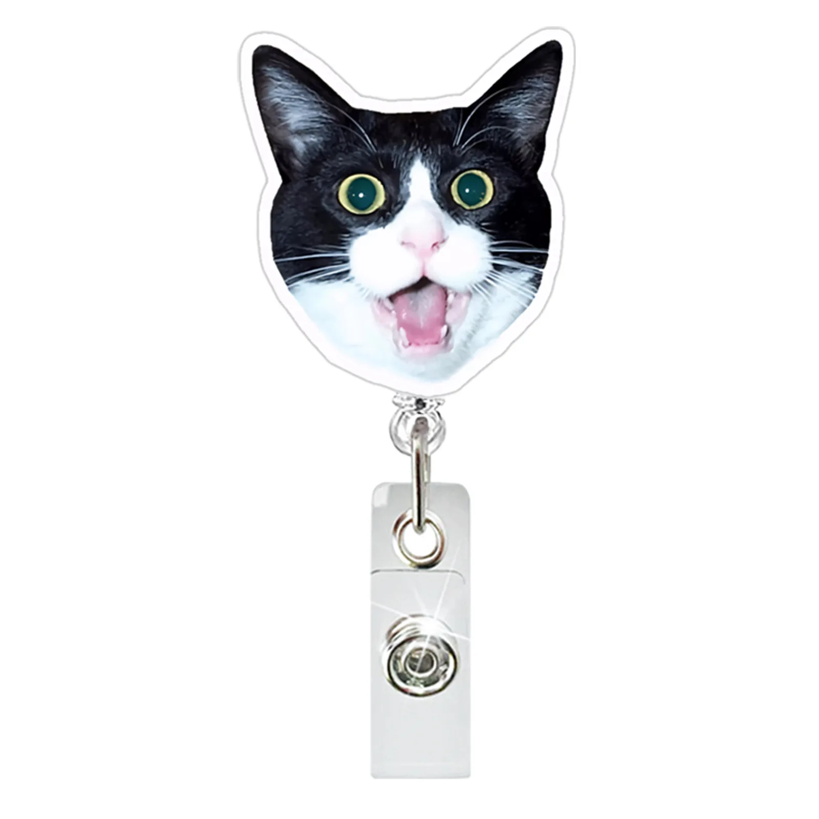 Funny Cat Expression Retractable Badge Holder Reel