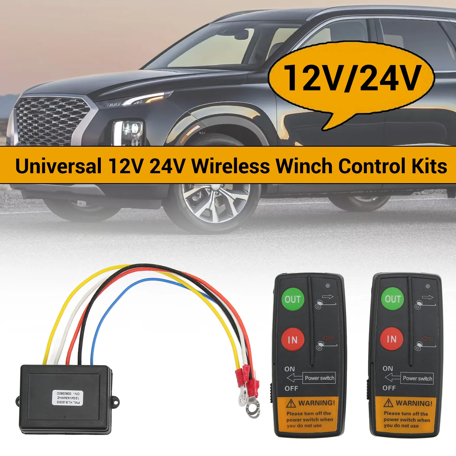 ZK20 Wireless Winch Remote Control Kit 75ft Range 12V 24V High Sensitivity Universal for Car ATV Truck