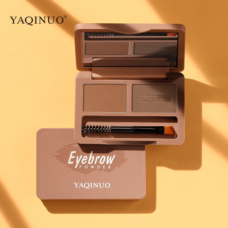 2 Colors Eyebrow Powder Palette with Brush Waterproof Sweat Resistant Brow Enhancers Nose Shadow Contour Powder Makeup Cosmetics