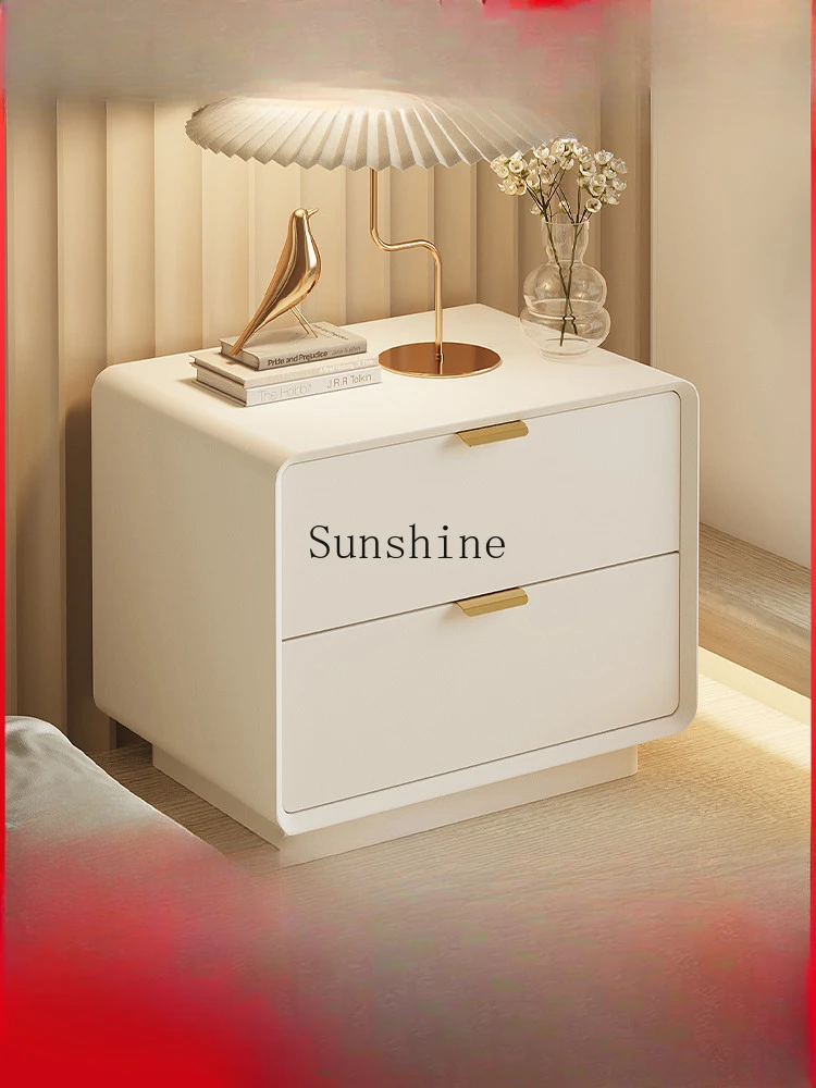 Cream wind bedroom locker, practical bedside, small apartment bedside table