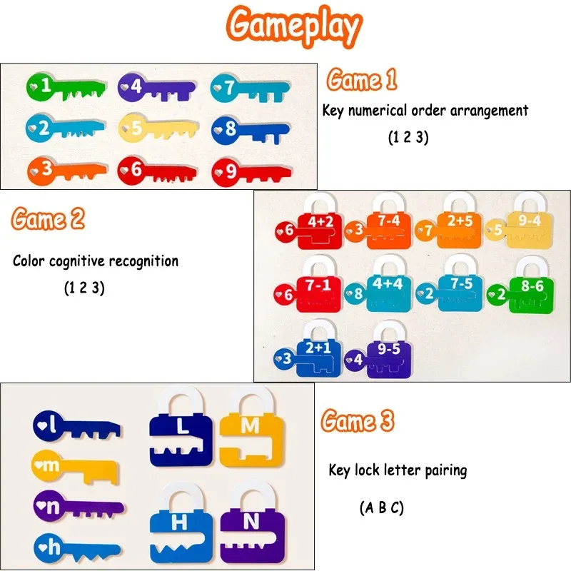 Dzieci litery pasujące zabawki Montessori matematyka liczenie zabawka wczesna edukacja zamek kluczowy gra parowanie drewniana zabawka gry w wieku
