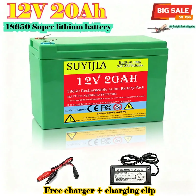 

12V 15Ah 20Ah 18650 Battery Pack 18650 Lithium Battery Recharable Solar Storage Battery Electric Lighting with 12V 3A Charger