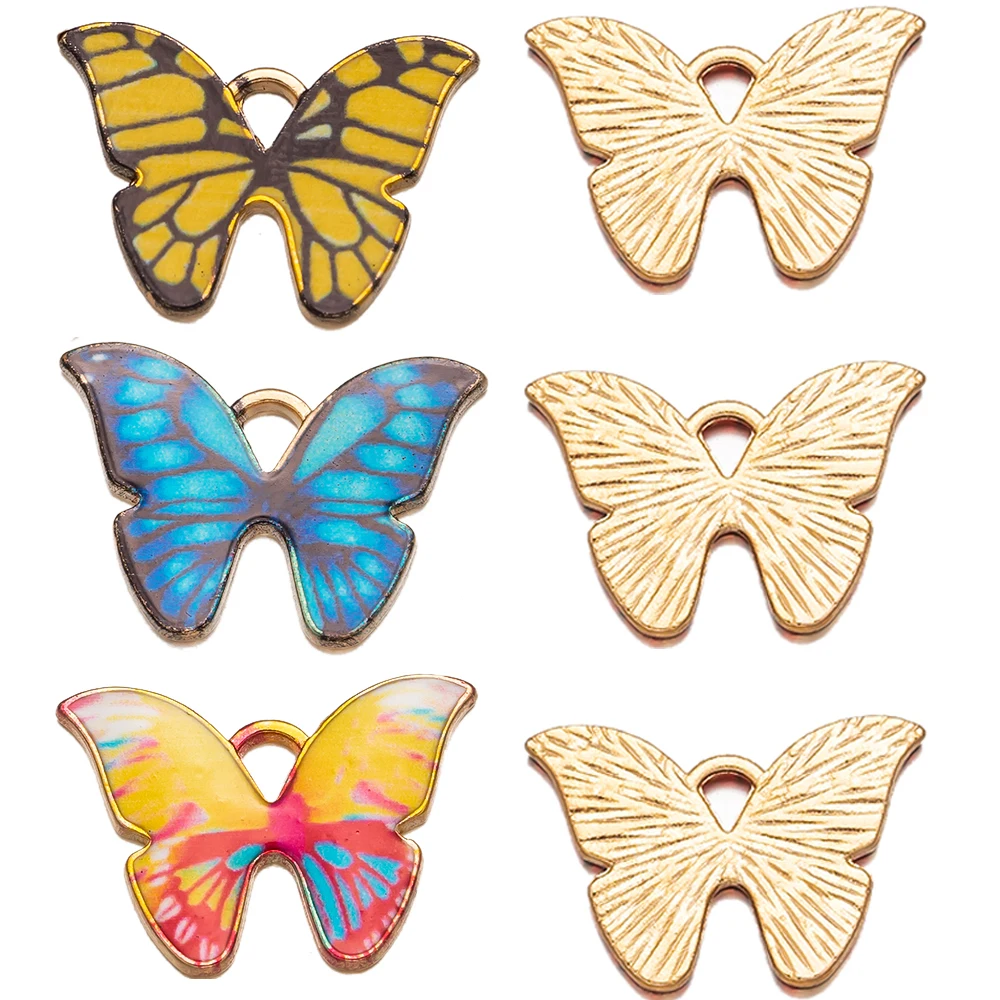 10Pcs 21x15mm Alloy Metal Drop Oil Butterfly Charms Animal Pendant For DIY Stylish Bracelet Necklace Jewelry Crafts Making