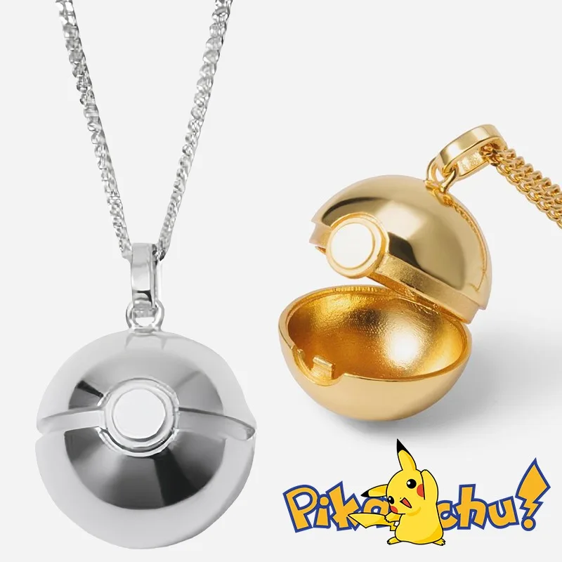 Pikachu Poke Top Kolye Yaratıcı Kolye Anime Altın Gümüş Takı Aksesuarları Mini Depolama Çift Charm Oyuncaklar Biblo Hediyeler