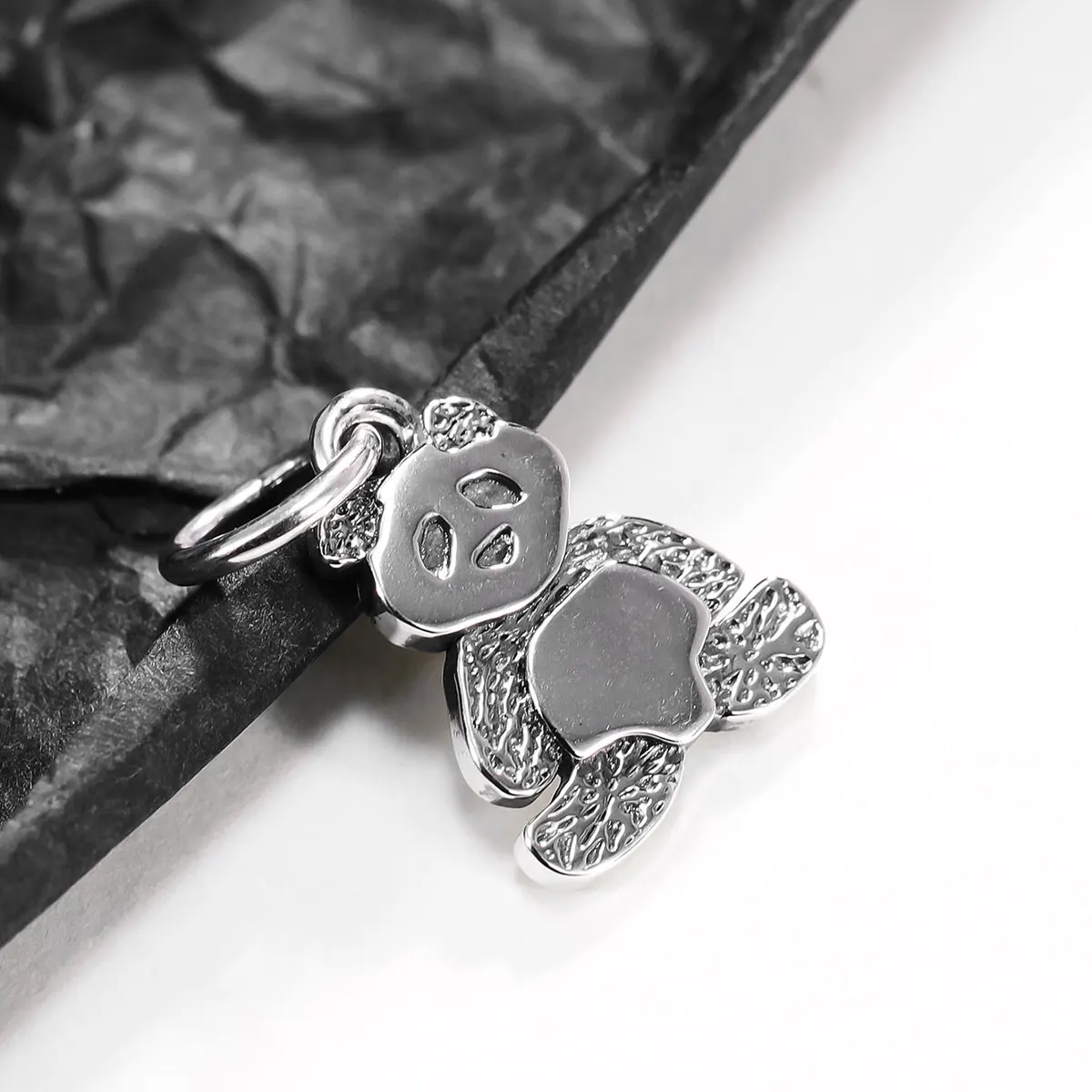 

DJ096 genuine 925 sterling silver keychain DIY silver jewelry panda pendant