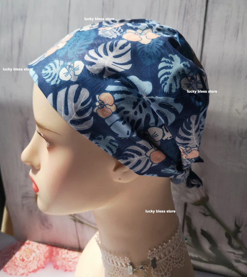 Surgical Caps Pharmacy Baotou Scrub Cap Medical Print Pet Clinic Women Men Doctors Dentist Hat Nurse Salon Hat with Buttons