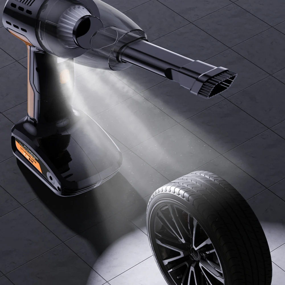 

4 in 1 Handheld Wireless Car Vacuum Cleaner Strong Suction Tyre Inflator LED Lighting Air Pump Tire Pressure Gauge