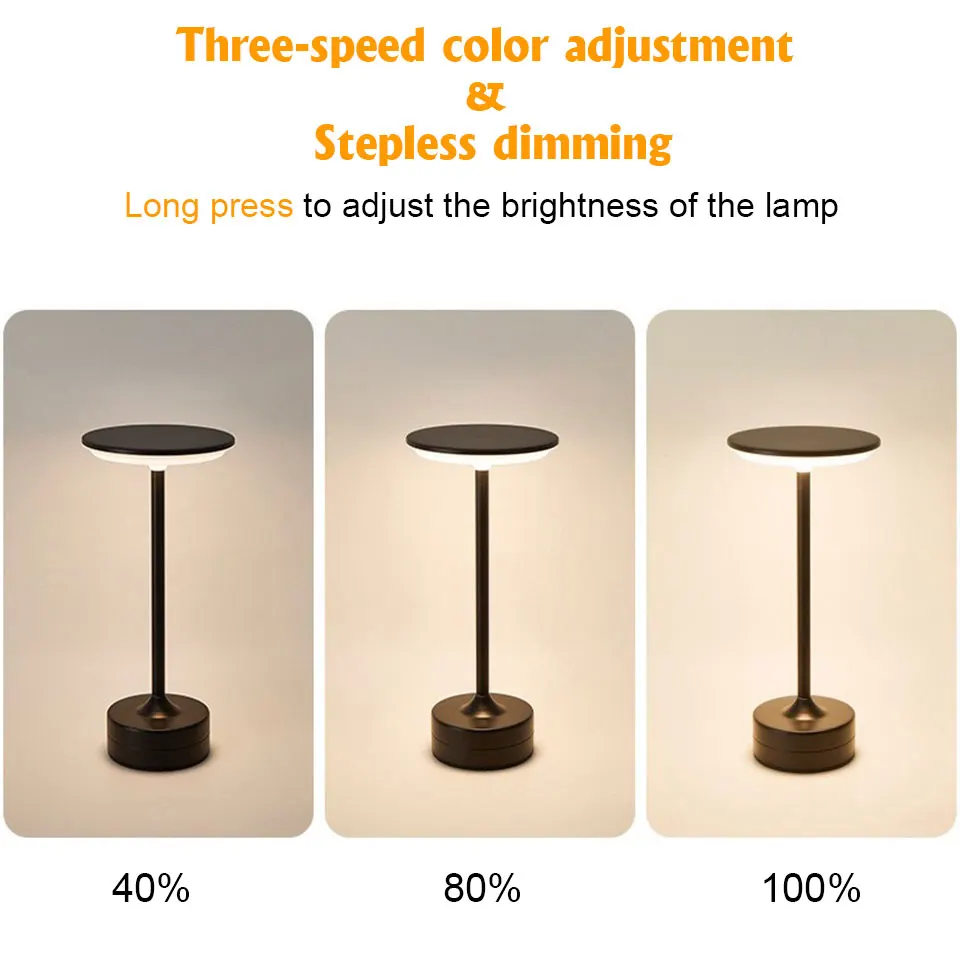 LED Table Lamp Touch Sensor Night Light USB Rechargeable Portable Bedroom Night Light Wireless Reading Lamp Restaurant Hotel Bar