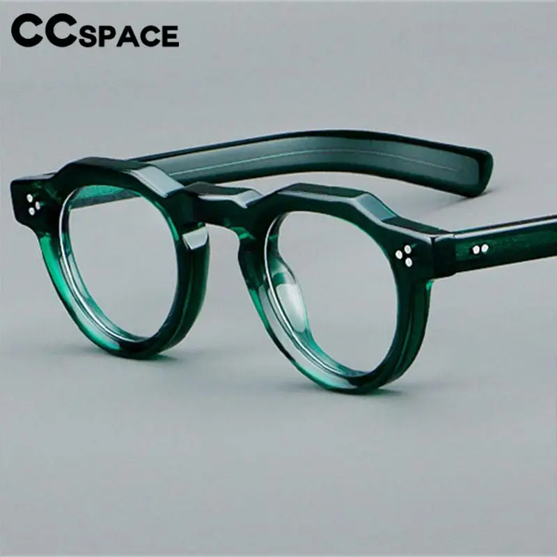 57171 Vintage okrągłe oprawki do okularów octanowych kobiety moda nit optyczne przezroczyste okulary mężczyźni Trend okulary korekcyjne
