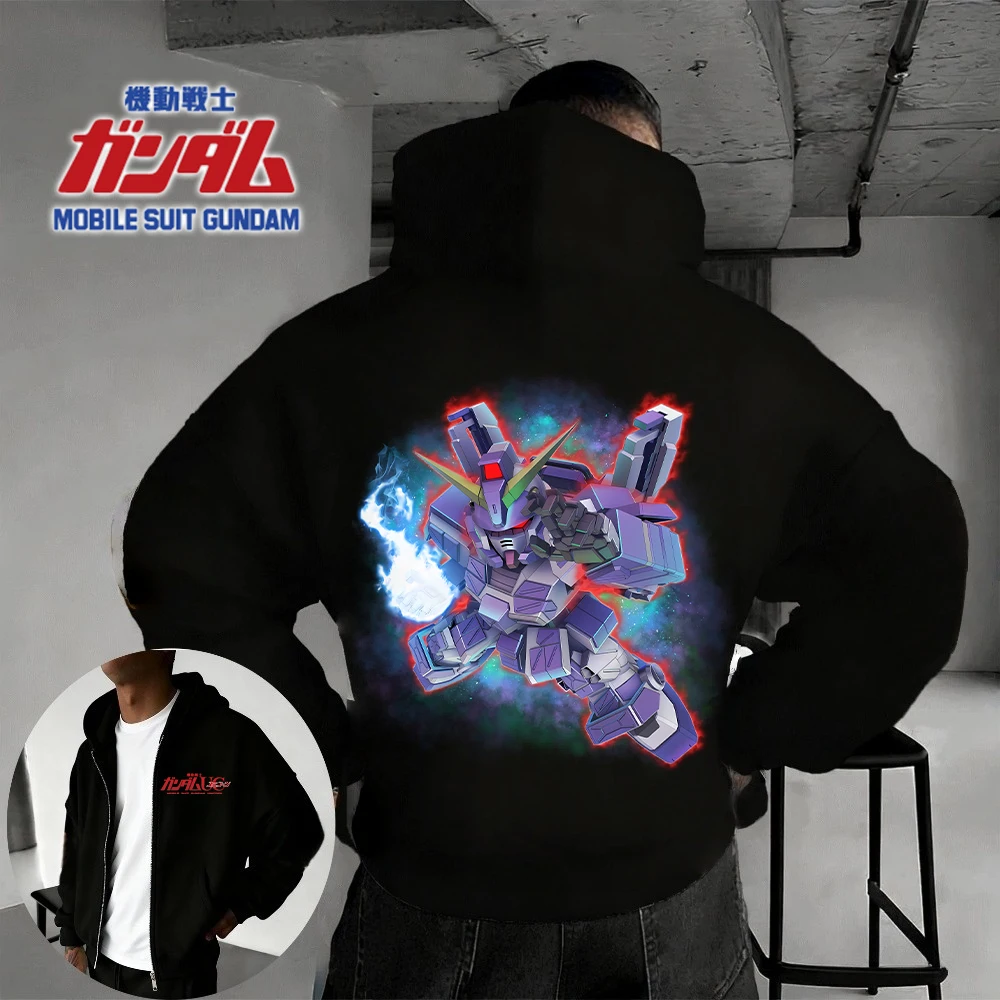 

The 2025 Autumn/winter New Gundam Series Anime Clothing Pattern Printed Pure Cotton 100% Super Large Casual Zipper Hoodie