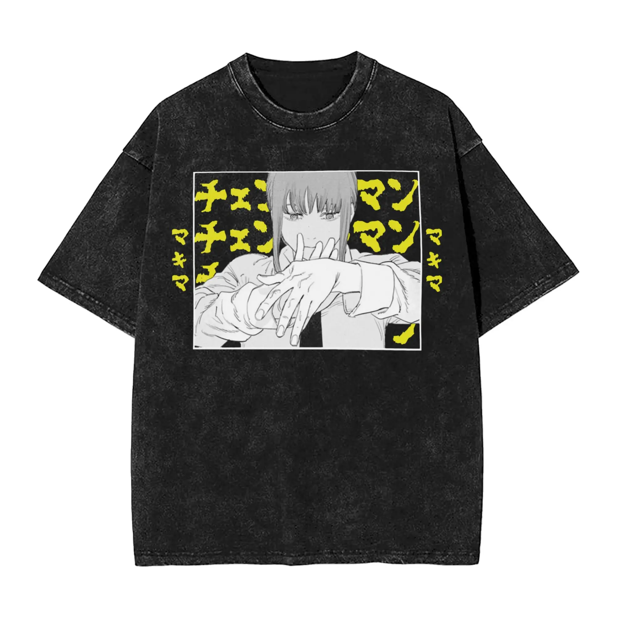 Makima Red Chainsaw Man Washed T Shirt Streetwear Hip Hop Novelty T-Shirts Tee Shirt for Men Women Cotton High Street Summer