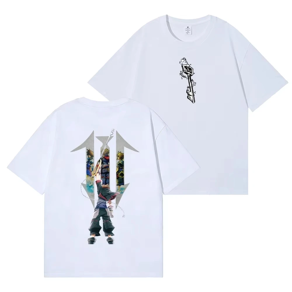 2026  new  Front Key & Back Anime Character Graphic T-Shirt, Geometric Arrow Art Short Sleeve Tee