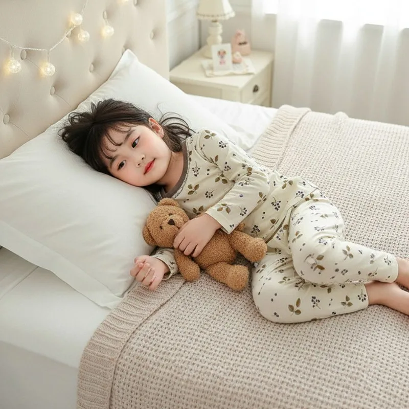 Kids Autumn Winter Sleepwear Set 0-8 Years A Class Pure Cotton Full Set No Bone Stitching Unisex