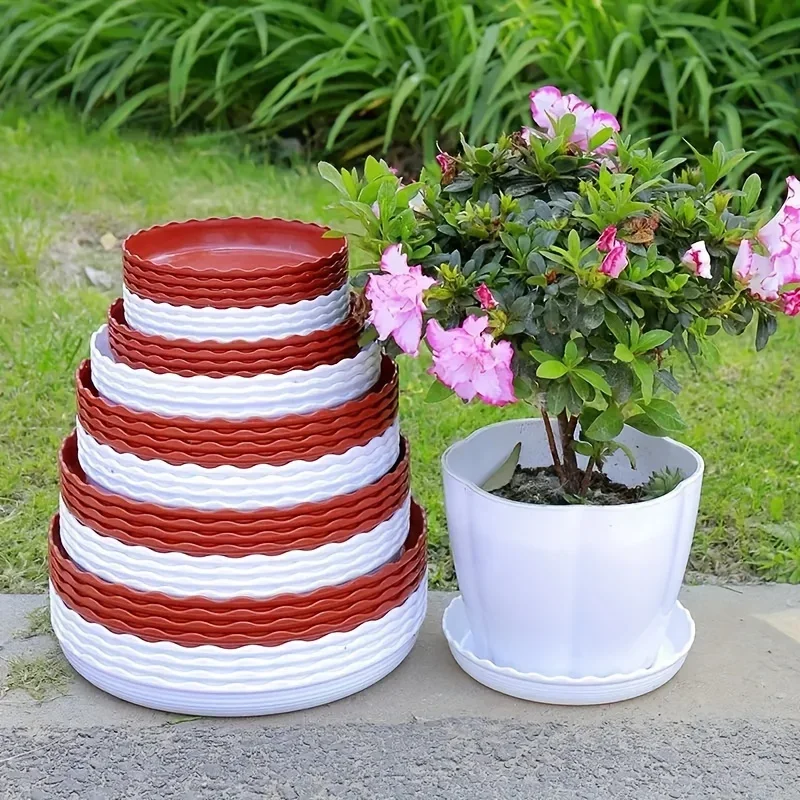 5pcs Thickened Plastic Planter Tray - Mobile Base With Drain Tray For Planter Pots.Container Accessory For Patio, Lawn Garden.