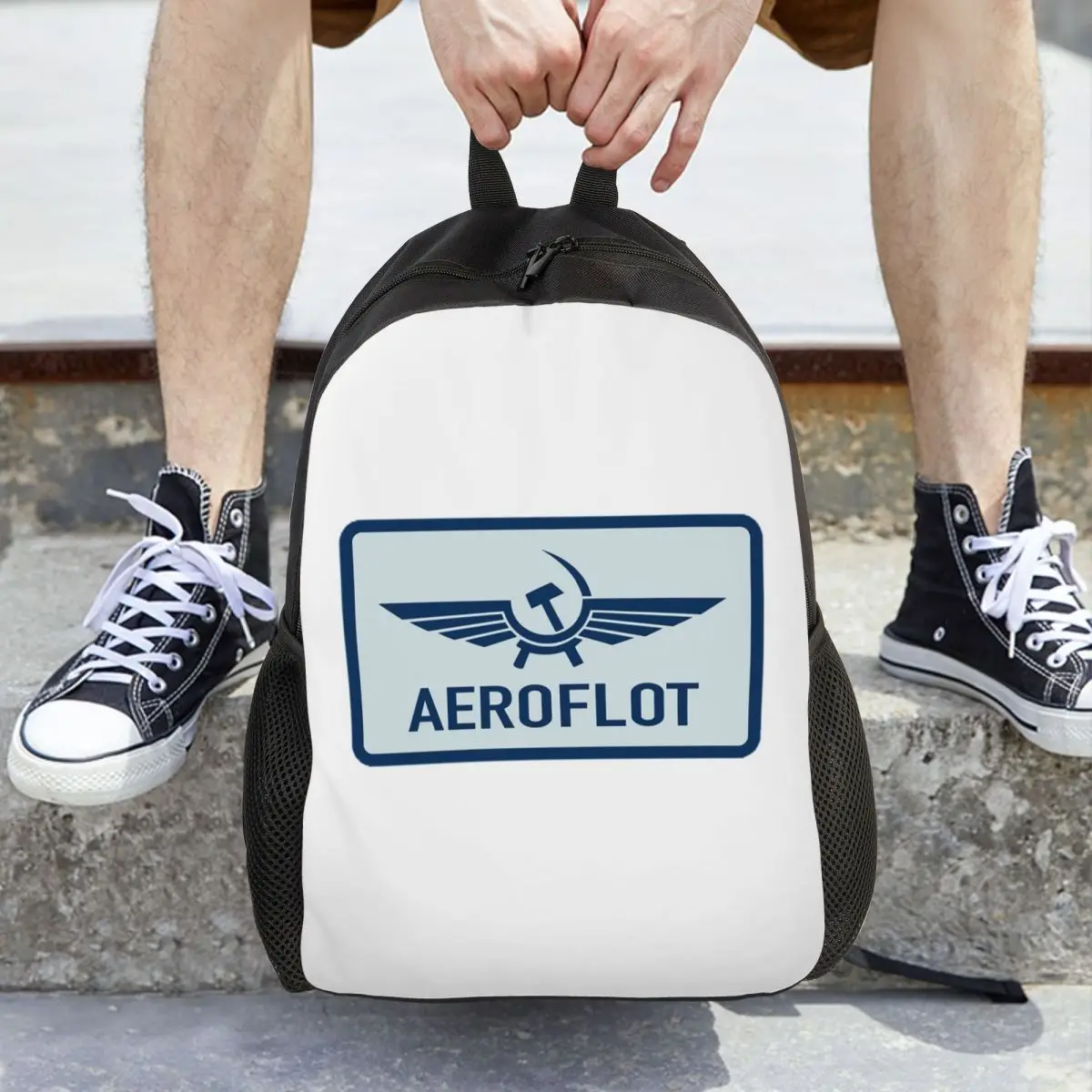 Aeroflot Aviation Russe Pilote Aerospace Aviateur Backpack Daypack Large Capacity Boys Girls BookBag School Bag Shoulder Bags