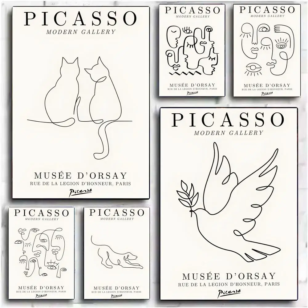 1PC  Classic P-PicassoS Art Painting Calligraphy Canvas Poster Wall Art interior Hallway Home Decoration Holiday Gifts