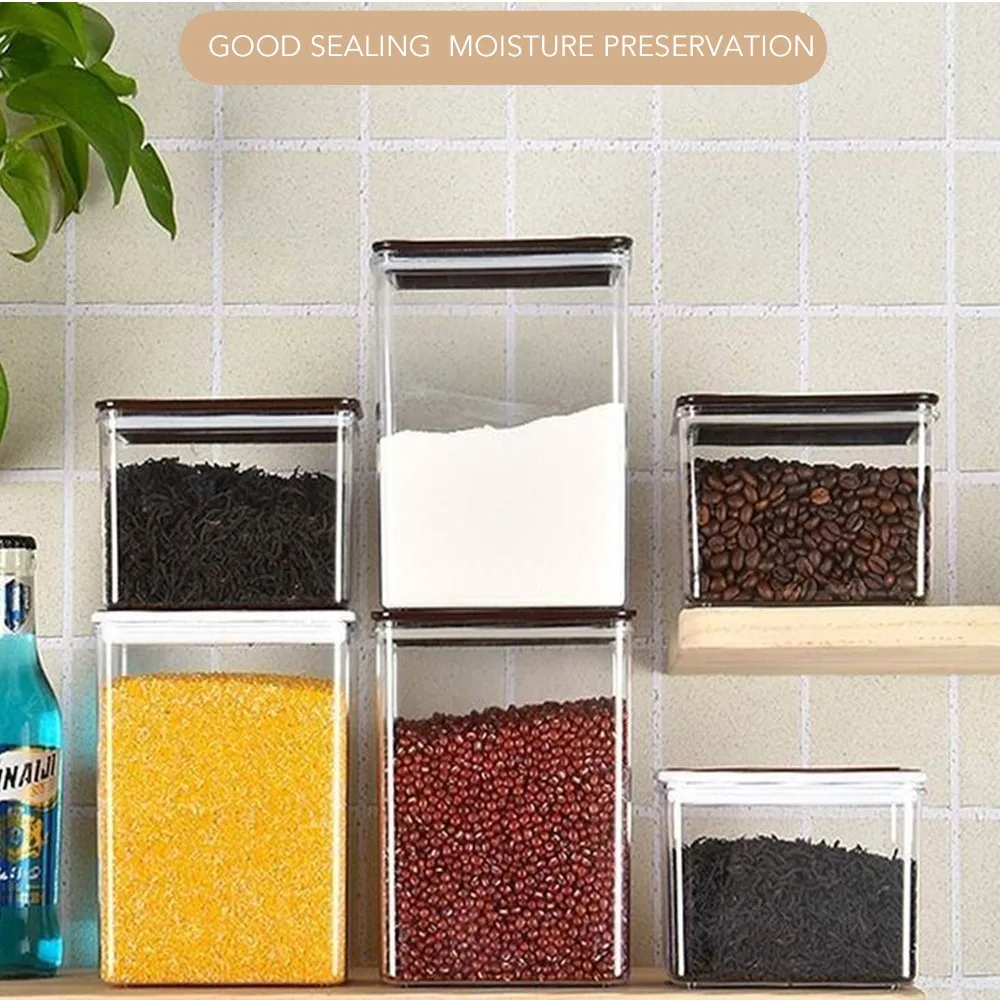 2PCS Durable pp Food Storage Container 500ml/1000ml Rectangular Grain Storage Box Sealed Container Home Kitchen