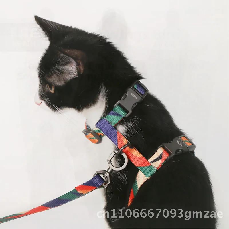 

Pidan H-образный поводок для кошек, серая нейлоновая противоразрывная прогулочная веревка, товары для домашних животных с удобным ремешком для кошачьей шлейки