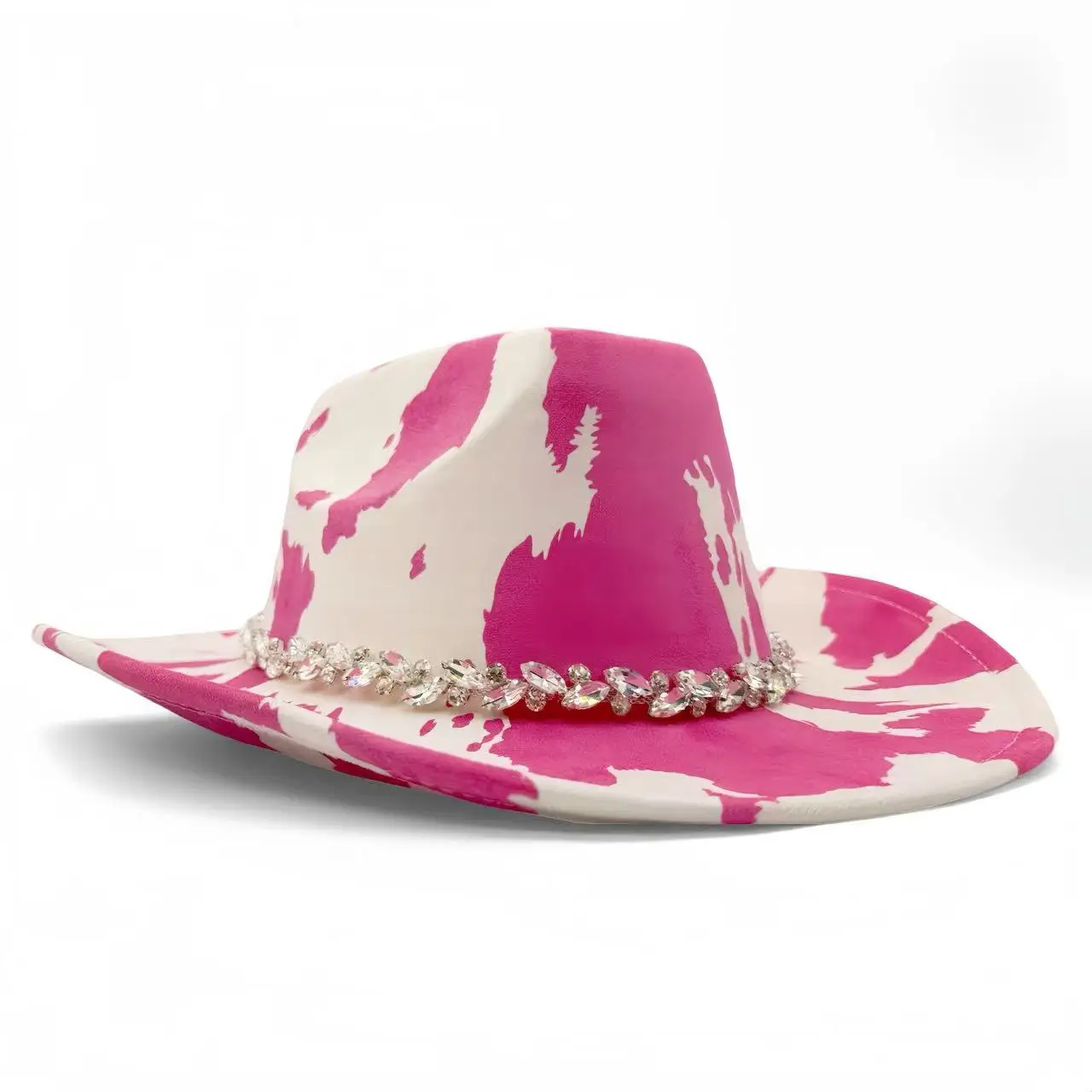 HongLuan Pink Glitter Costume Hat Adult, Cowboy Hats Rhinestone for Woman, Cowboy Cosplay Female Accessories & Cowgirl Cap