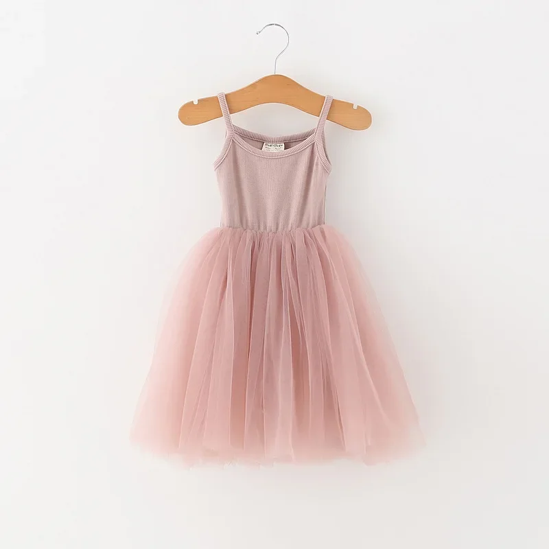 2024 Girls Summer Sleeveless Dress 3-8 Years Kids Casual Tutu Dresses Outfits Children Lace Mesh Birthday Party Dress for Girls