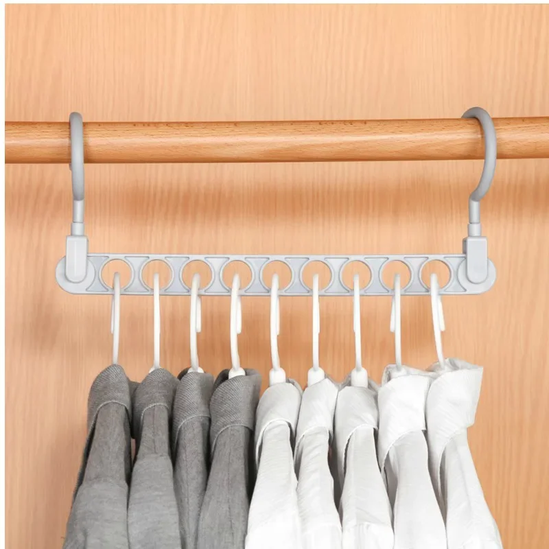 9 hole magic clothes hanger multi-function folding hanger rotating clothes hanger wardrobe drying clothes Hanger Home Organizer