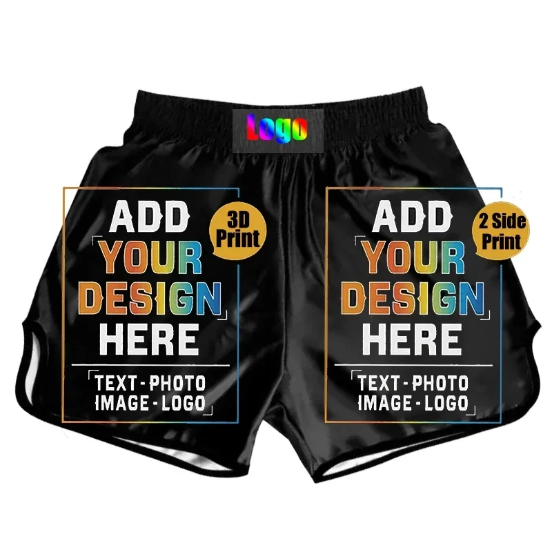 Boxing Shorts Customization Custom Design 3d Print Pattern Muay Thai Fighting Shorts Custom Add Your Images and Text