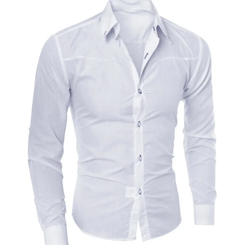 Chemise à manches longues en coton et soie pour homme, tenue de luxe, Slim, couture à la main, sans repassage, Design occidental