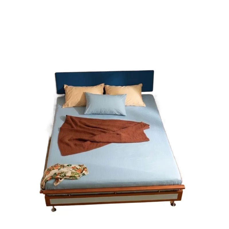 Medieval Nordic solid wood bed, cherry wood retro soft bag bed