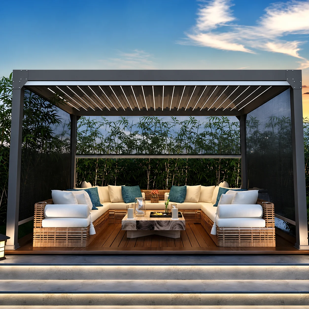 Bioclimatic Aluminum Pergola Manual Adjustable Louvered Roof Waterproof Weatherproof Gazebo Sunshade for Outdoor Patio