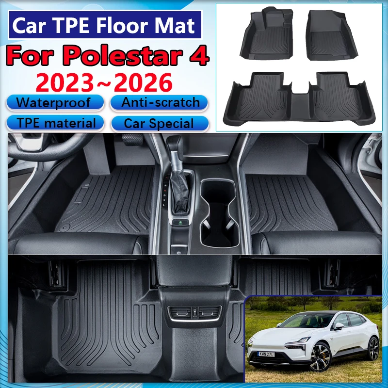 

For Polestar 4 Accessories 2023 2024 2025 2026 Car Floor Mat Dirt-resistant Waterproof Mud Carpet Full Foot Pad Leather Cushion