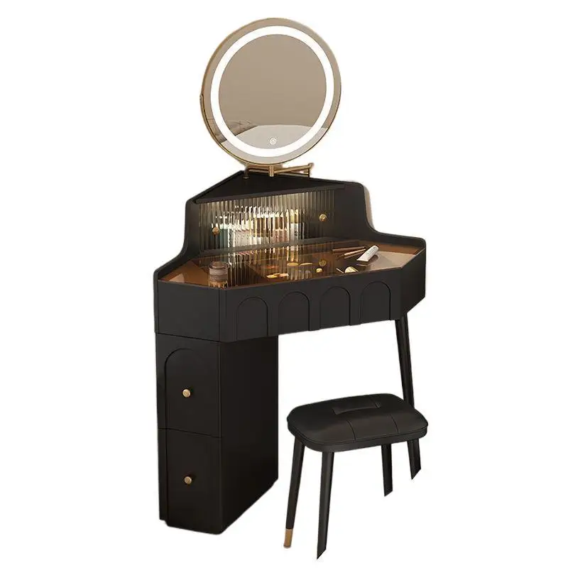 

Solid wood small apartment corner dresser bedroom household corner makeup table corner bedside table integrated