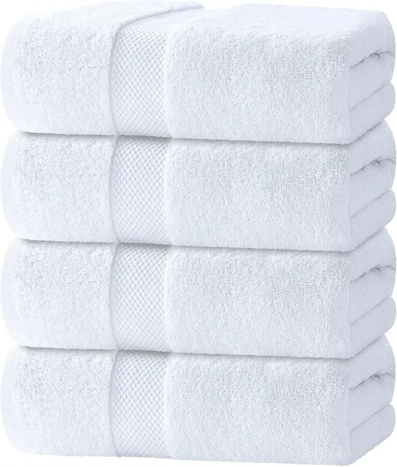 Bath Towels Set Of 4 Large - Turkish Cotton Ultra Soft Bath Towels Highly Absorbent And Quick Dry | Hotel Towels For Bathroom Luxury, Plush Shower Towels, White