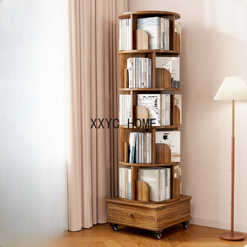 Mobile White Bookcase Display Cabinet Rotating Storage Shelves Bookshelf Estanteria Habitacion Modern Furniture For Livingroom