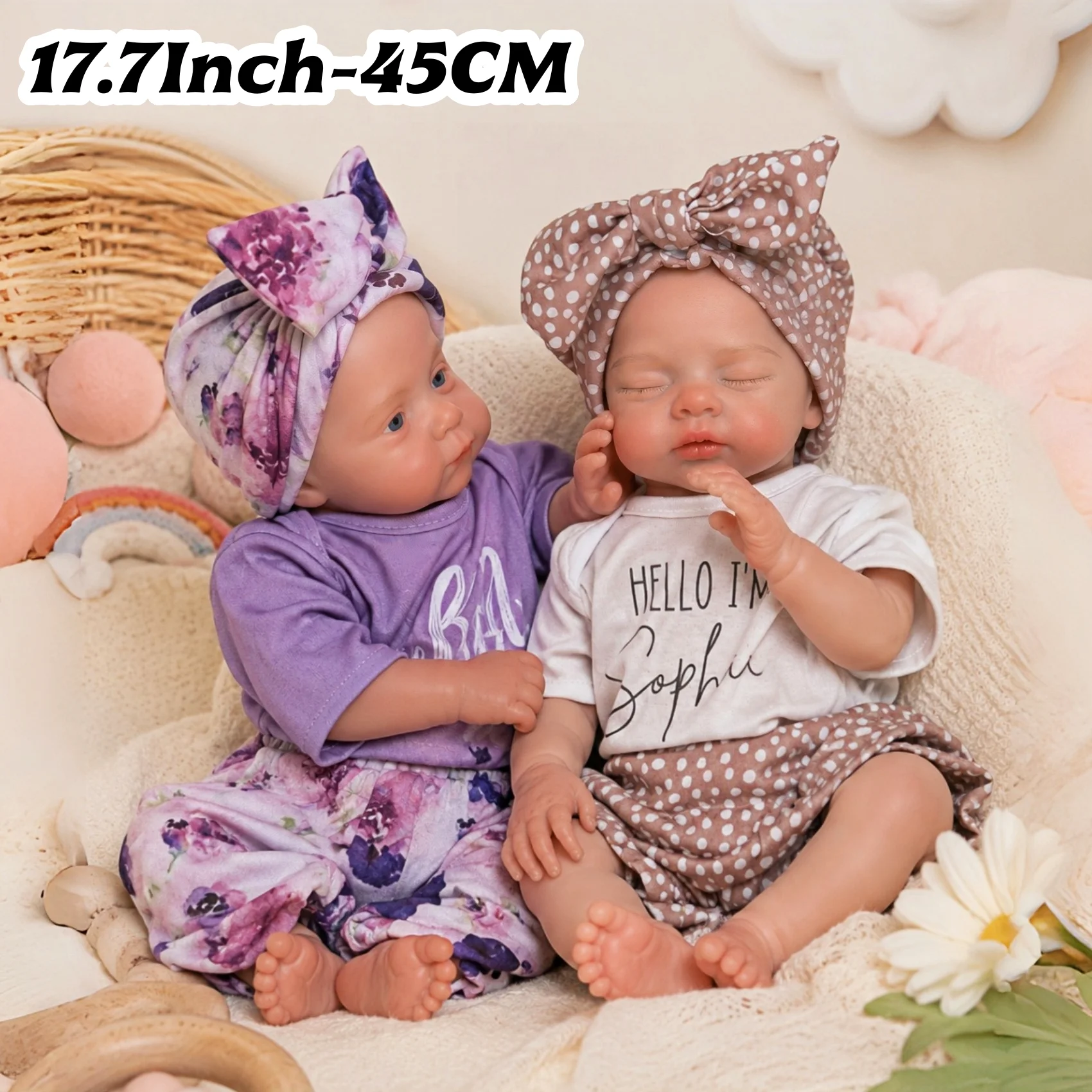 1Pc Painted/Unpainted 17.7Inch Silicone Rebirth Doll Girl With 2 Styles Optional Washable/Flexible Doll Ideal As Birthday Gift