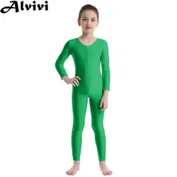 Kids Girls Ballet Dance Gymnastics Yoga Leotard Long Sleeve Solid Jumpsuit Dancing Class Exercise Performance Unitard Dancewear