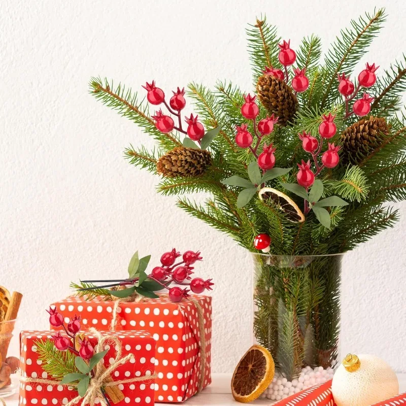 10 قطعة عيد الميلاد رغوة التوت فرع ديكور باقة اصطناعية شجرة عيد الميلاد زخرفة ديكور المنزل السنة الجديدة 2026 لتقوم بها بنفسك هدية نافيداد اكسسوارات