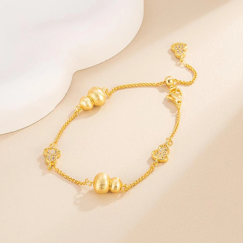 New Chinese style Brushed Gourd Bracelet Fashion Light Luxury Exquisite High-end Gold Color Bracelets for Women KOFSAC