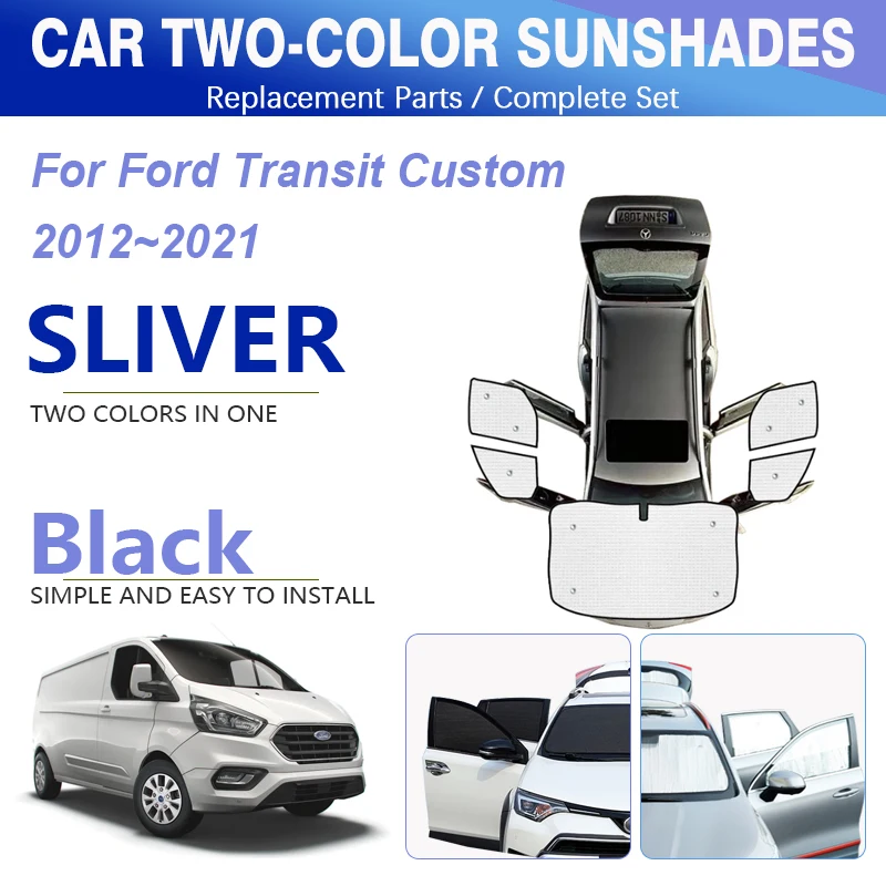 

Car Window Sunshades For Ford Transit Custom Tourneo Van L2H1 2012~2021 Black Silver Window Visor Shield Windshields Accessories