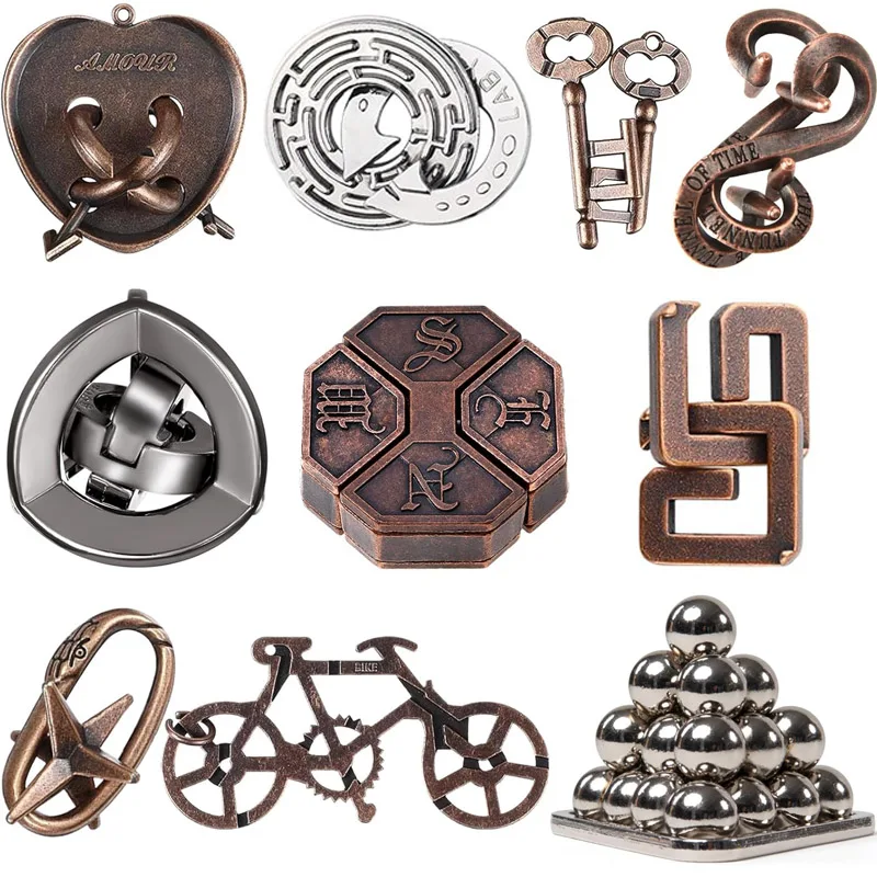 

3PCS Metal Puzzles for Adults Kids Difficult Brain Teasers Disentanglement Game IQ Logic Test Mind Challenge Educational Toys