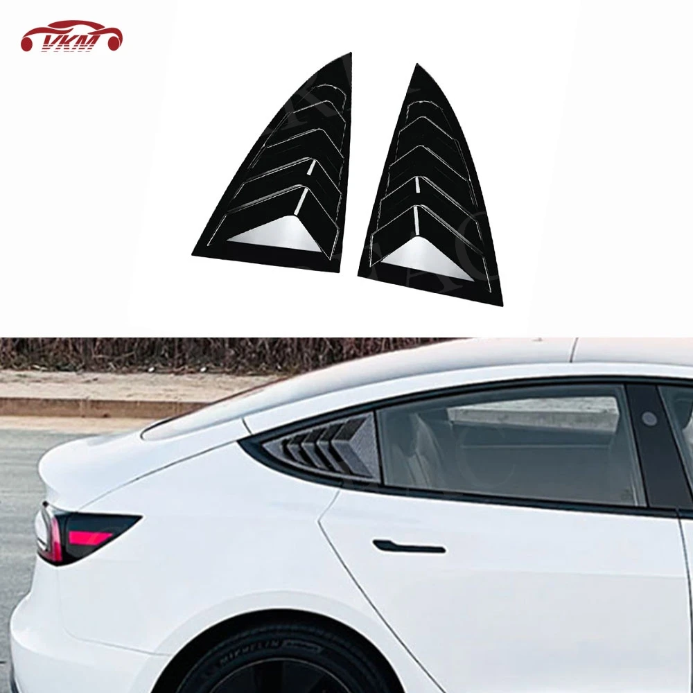 

ABS Carbon Look Rear Window Louver Trim For Tesla Model 3 2024+ Air Vent Scoop Cover Blinds Car Decorations Case Accessories