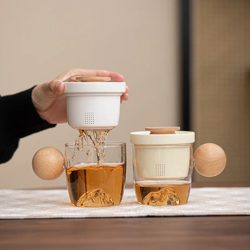 Ceramic Office Mug with Lid Tea Infuser 3pcs Set Glass Cup Business Gift