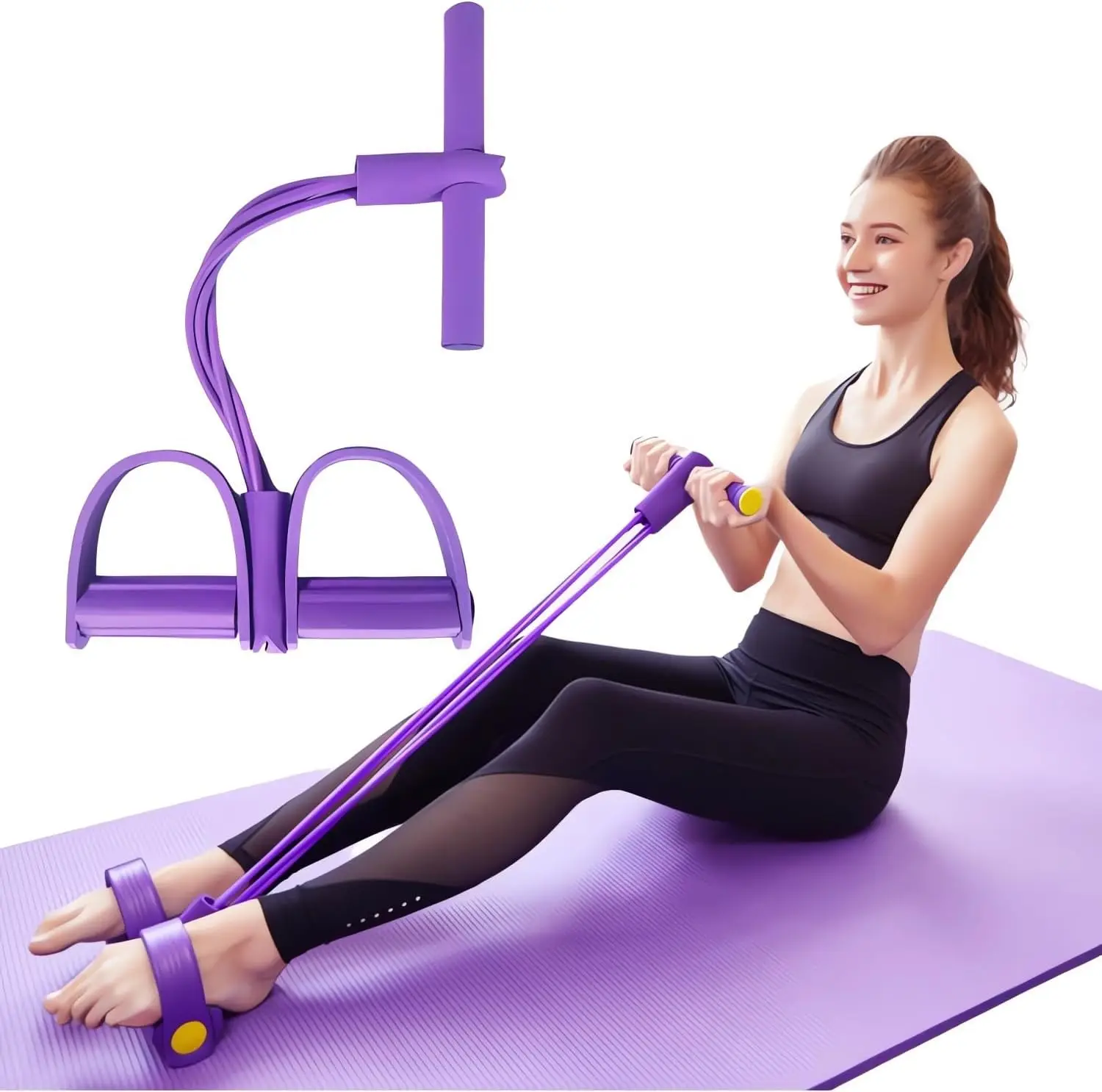 

Fitness Resistance Bands-4 Tube Pedal Ankle Puller Upgrade Stretch Bands for Exercise Sit Up Exercise Equipment for Women Men