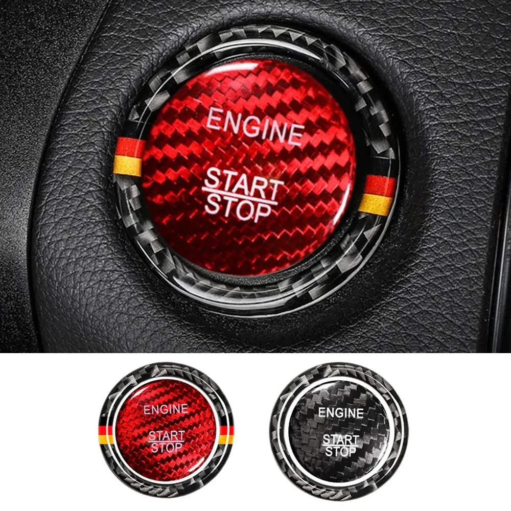 Carbon Fiber For Mercedes Benz W204 W205 W212 W246 C E Class GLC GLA Car Engine Start Stop Button Trim Ring Sticker Accessories
